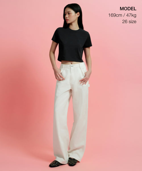 MUSINSA STANDARD WOMAN MUSINSA STANDARD WOMAN Denim Wide Carpenter Pants (Cream)