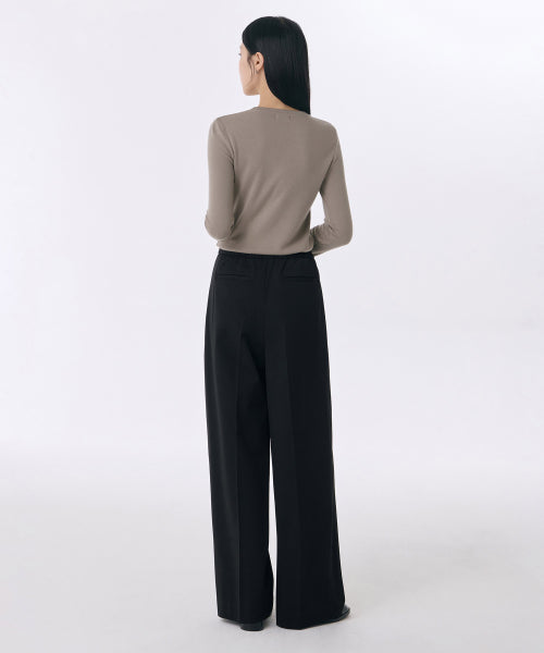 MUSINSA STANDARD WOMAN MUSINSA STANDARD WOMAN Slacks Wide Banding [Black]