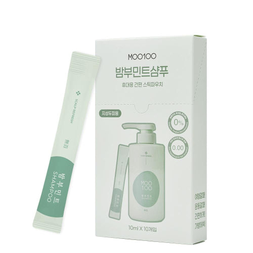 MOO100 Bamboo Mint Shampoo Travel Stick Pouch 10ml-10 Pieces