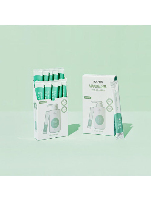 MOO100 Bamboo Mint Shampoo Travel Stick Pouch 10ml-10 Pieces