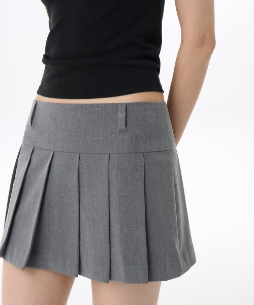 MUSINSA STANDARD WOMAN MUSINSA STANDARD WOMAN Women's Low Rise Pleated Mini Scotts [Melange Gray]