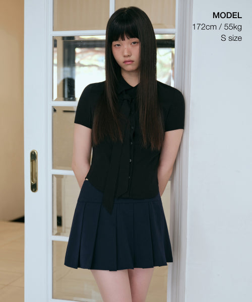 MUSINSA STANDARD WOMAN MUSINSA STANDARD WOMAN Women's Low Rise Pleated Mini Skirt [Navy]
