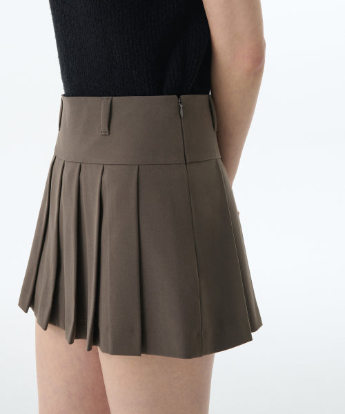 MUSINSA STANDARD WOMAN MUSINSA STANDARD WOMAN Women's Low Rise Pleated Mini Skirt [Khaki Brown]