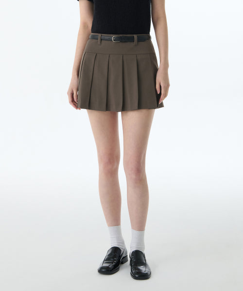 MUSINSA STANDARD WOMAN MUSINSA STANDARD WOMAN Women's Low Rise Pleated Mini Skirt [Khaki Brown]