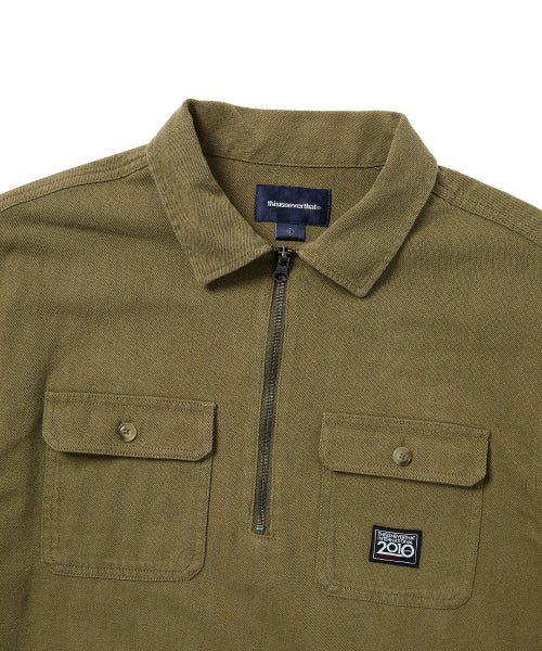 THISISNEVERTHAT THISISNEVERTHAT Half Zip Shirt Olive