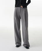 MUSINSA STANDARD WOMAN MUSINSA STANDARD WOMAN Slacks Low Waist Deep Tuck [Melange Gray]