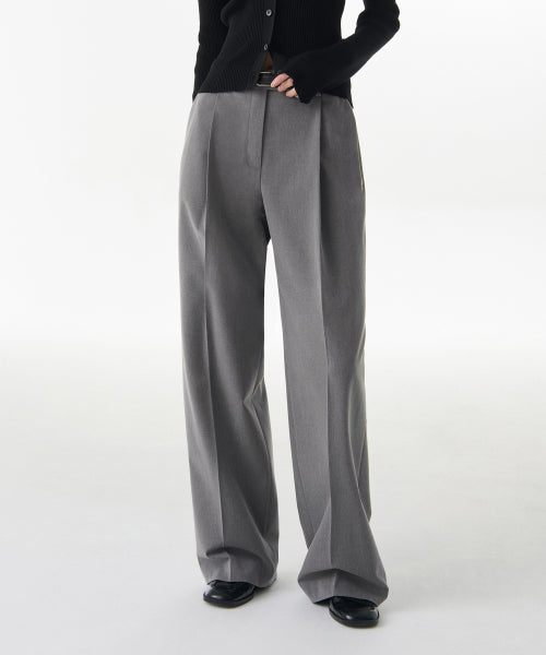 MUSINSA STANDARD WOMAN MUSINSA STANDARD WOMAN Slacks Low Waist Deep Tuck [Melange Gray]
