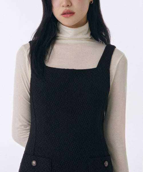 MUSINSA STANDARD WOMAN MUSINSA STANDARD WOMAN Women's Square Neck Tweed Mini Dress [Black]