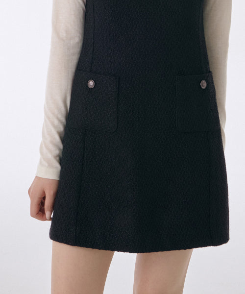 MUSINSA STANDARD WOMAN MUSINSA STANDARD WOMAN Women's Square Neck Tweed Mini Dress [Black]