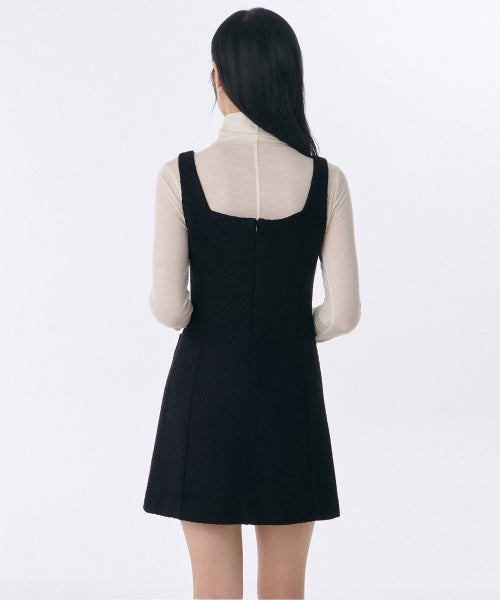 MUSINSA STANDARD WOMAN MUSINSA STANDARD WOMAN Women's Square Neck Tweed Mini Dress [Black]