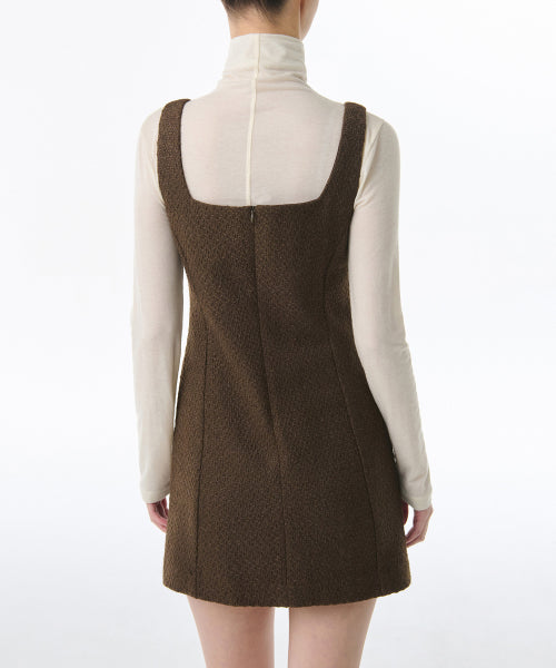 MUSINSA STANDARD WOMAN MUSINSA STANDARD WOMAN Women's Square Neck Tweed Mini Dress [Brown]