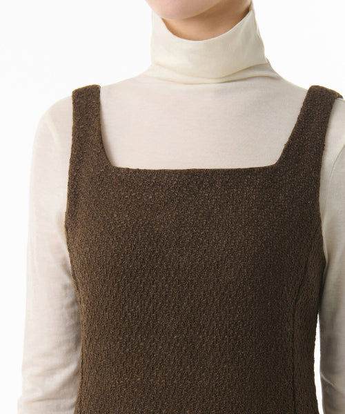 MUSINSA STANDARD WOMAN MUSINSA STANDARD WOMAN Women's Square Neck Tweed Mini Dress [Brown]