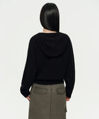 MUSINSA STANDARD WOMAN MUSINSA STANDARD WOMAN Women's Knitwear Hooded Zip-up [Black]