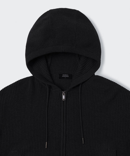 MUSINSA STANDARD WOMAN MUSINSA STANDARD WOMAN Women's Knitwear Hooded Zip-up [Black]