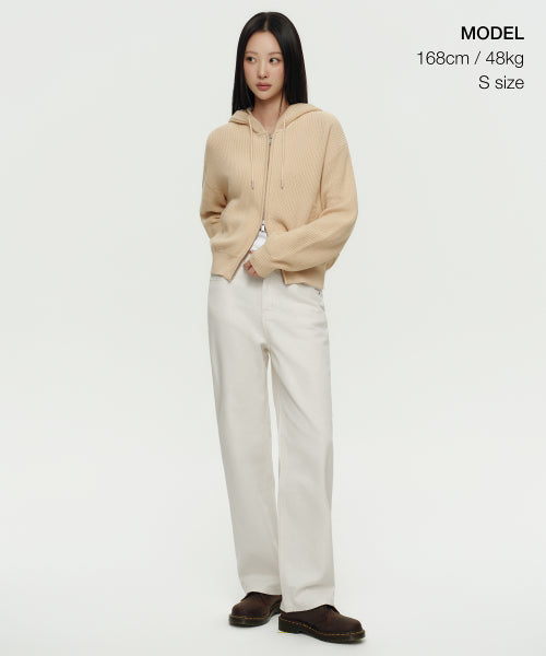 MUSINSA STANDARD WOMAN MUSINSA STANDARD WOMAN Women's Knitwear Zip-Up [Cream Beige]