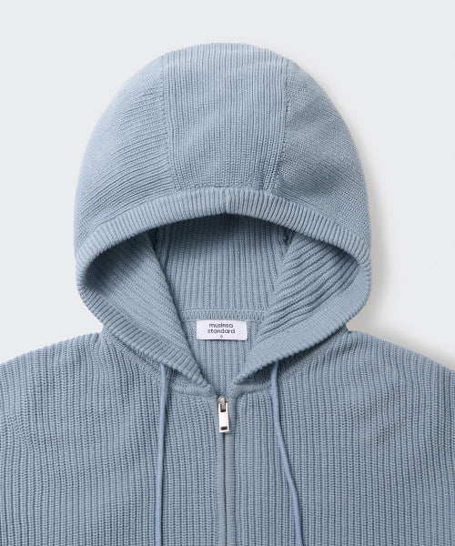 MUSINSA STANDARD WOMAN MUSINSA STANDARD WOMAN Knitwear Hooded Zip-Up (Sky Blue)