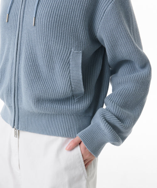 MUSINSA STANDARD WOMAN MUSINSA STANDARD WOMAN Knitwear Hooded Zip-Up (Sky Blue)