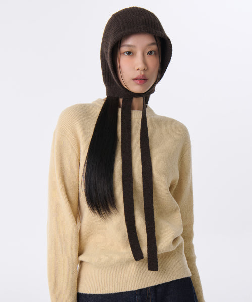 MUSINSA STANDARD WOMAN MUSINSA STANDARD WOMAN Women's Knit Tie Bonnet Dark Brown
