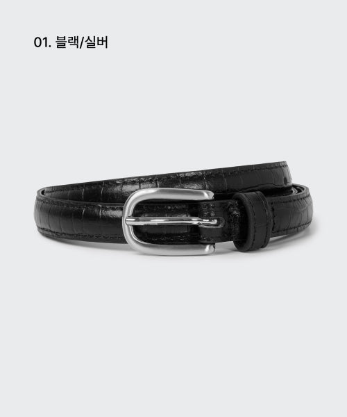 MUSINSA STANDARD WOMAN MUSINSA STANDARD WOMAN Women's Rounded Croco Pattern Leather Thin Belt_15mm