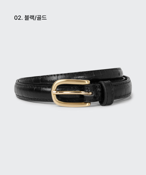 MUSINSA STANDARD WOMAN MUSINSA STANDARD WOMAN Women's Rounded Croco Pattern Leather Thin Belt_15mm