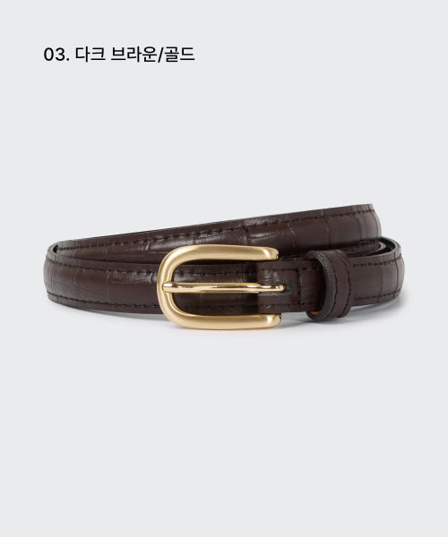 MUSINSA STANDARD WOMAN MUSINSA STANDARD WOMAN Women's Rounded Croco Pattern Leather Thin Belt_15mm
