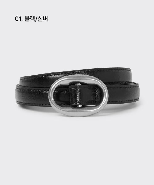 MUSINSA STANDARD WOMAN MUSINSA STANDARD WOMAN Women's oval crack leather thin belt 15mm