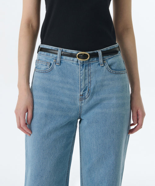 MUSINSA STANDARD WOMAN MUSINSA STANDARD WOMAN Women's oval crack leather thin belt 15mm