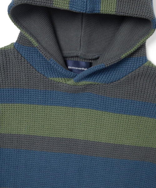 THISISNEVERTHAT THISISNEVERTHAT Striped Waffle Knit Hoodie Grey