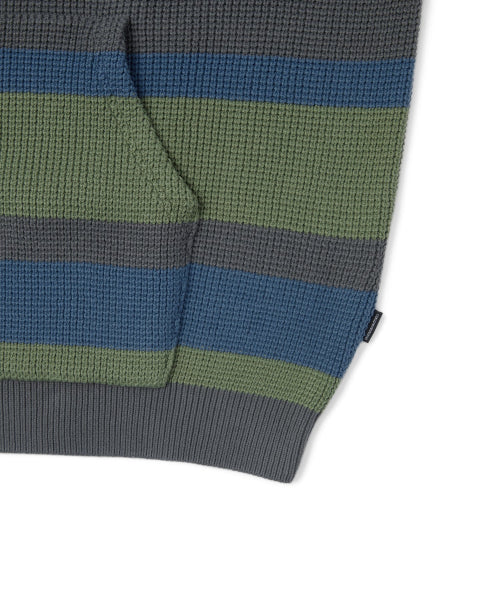 THISISNEVERTHAT THISISNEVERTHAT Striped Waffle Knit Hoodie Grey