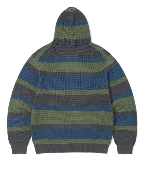THISISNEVERTHAT THISISNEVERTHAT Striped Waffle Knit Hoodie Grey