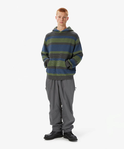 THISISNEVERTHAT THISISNEVERTHAT Striped Waffle Knit Hoodie Grey