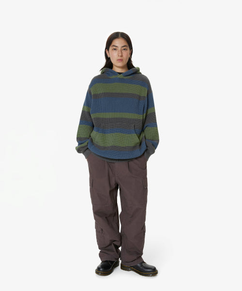 THISISNEVERTHAT THISISNEVERTHAT Striped Waffle Knit Hoodie Grey