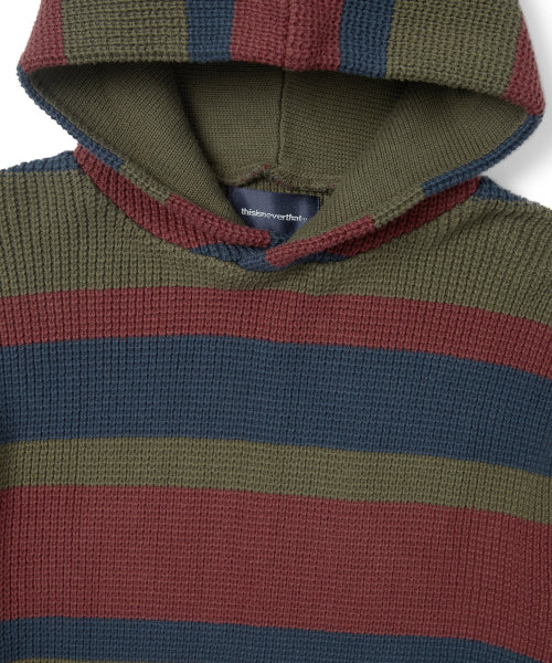 THISISNEVERTHAT THISISNEVERTHAT Striped Waffle Knit Hoodie Olive