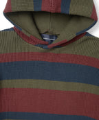 THISISNEVERTHAT THISISNEVERTHAT Striped Waffle Knit Hoodie Olive