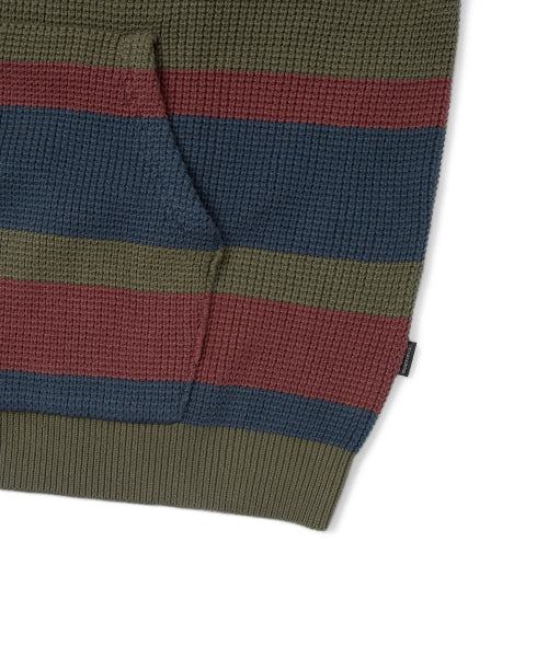 THISISNEVERTHAT THISISNEVERTHAT Striped Waffle Knit Hoodie Olive