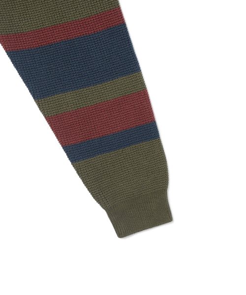 THISISNEVERTHAT THISISNEVERTHAT Striped Waffle Knit Hoodie Olive
