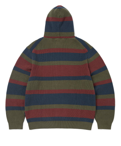 THISISNEVERTHAT THISISNEVERTHAT Striped Waffle Knit Hoodie Olive