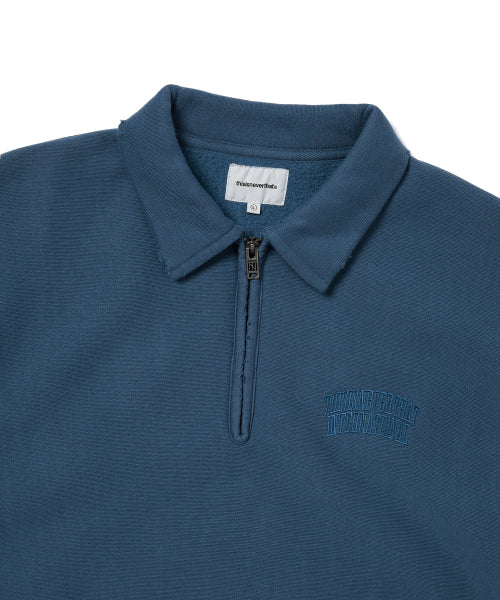 THISISNEVERTHAT THISISNEVERTHAT Damaged Half Zip Polo Sweatshirt Deep Water