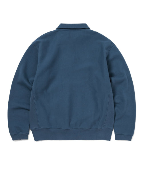THISISNEVERTHAT THISISNEVERTHAT Damaged Half Zip Polo Sweatshirt Deep Water