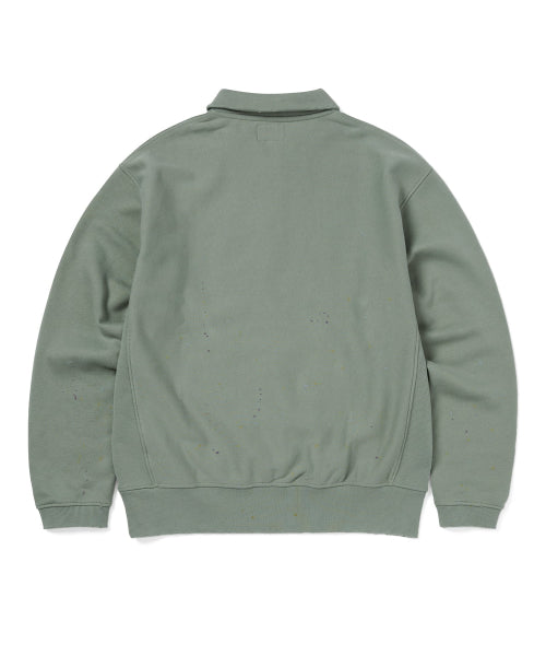 THISISNEVERTHAT THISISNEVERTHAT Damaged Half Zip Polo Sweatshirt Light Olive