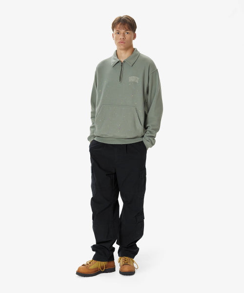 THISISNEVERTHAT THISISNEVERTHAT Damaged Half Zip Polo Sweatshirt Light Olive