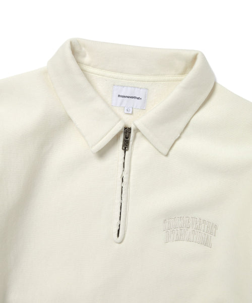 THISISNEVERTHAT THISISNEVERTHAT Damaged Half Zip Polo Sweatshirt Natural