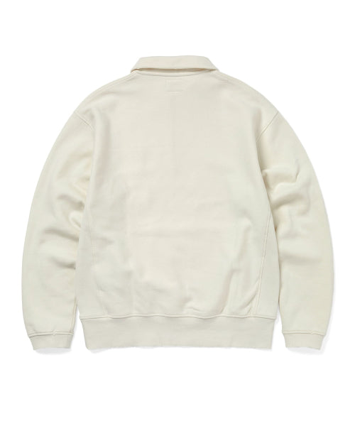 THISISNEVERTHAT THISISNEVERTHAT Damaged Half Zip Polo Sweatshirt Natural