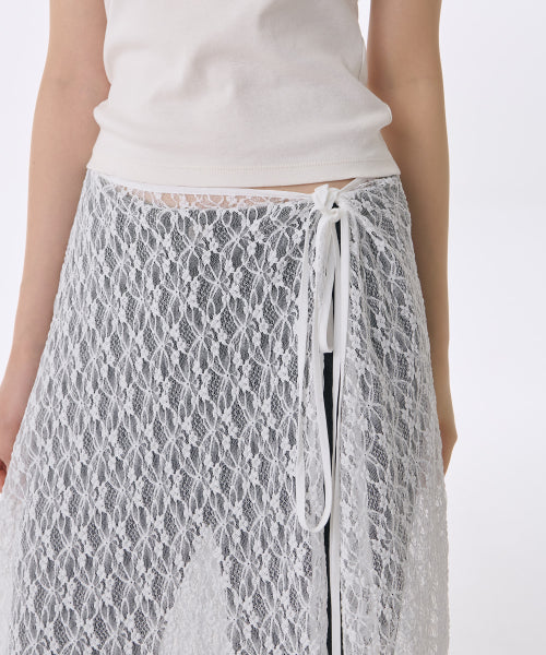 MUSINSA STANDARD WOMAN MUSINSA STANDARD WOMAN Women's Lace Layered Wrap Skirt [White]