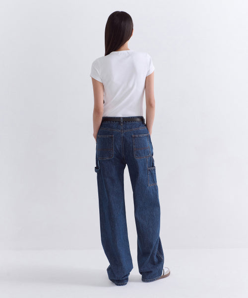 MUSINSA STANDARD WOMAN MUSINSA STANDARD WOMAN Denim Double Knee Carpenter Pants [Medium Indigo]