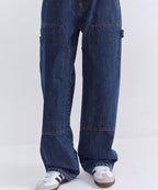 MUSINSA STANDARD WOMAN MUSINSA STANDARD WOMAN Denim Double Knee Carpenter Pants [Medium Indigo]
