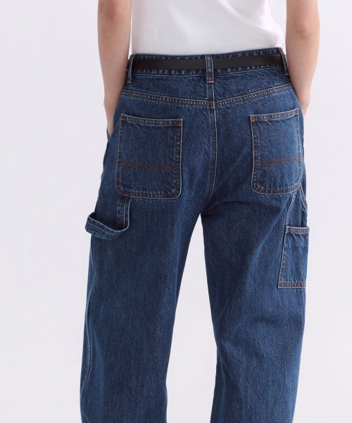 MUSINSA STANDARD WOMAN MUSINSA STANDARD WOMAN Denim Double Knee Carpenter Pants [Medium Indigo]