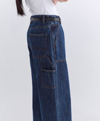 MUSINSA STANDARD WOMAN MUSINSA STANDARD WOMAN Denim Double Knee Carpenter Pants [Medium Indigo]