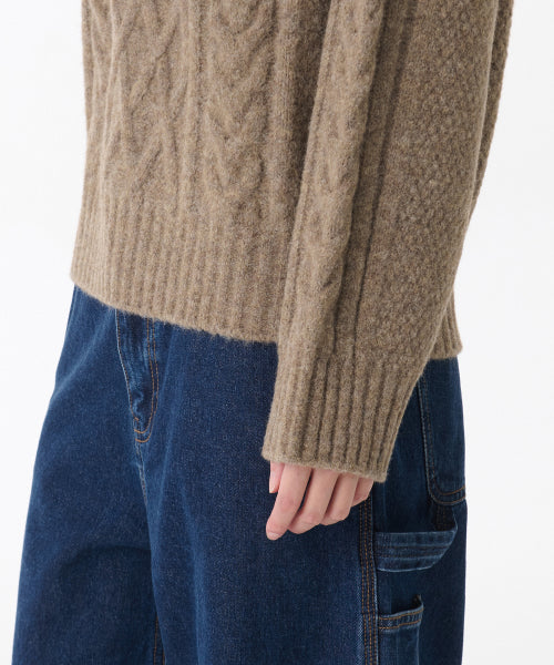 MUSINSA STANDARD WOMAN MUSINSA STANDARD WOMAN Women's Soft Aran Cable Knit Heather Beige
