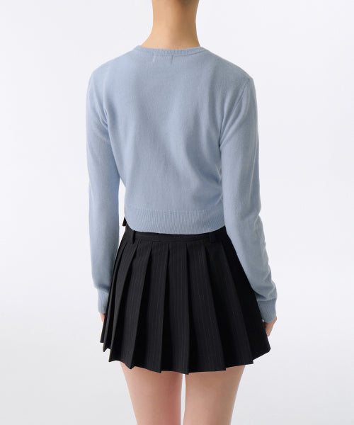 MUSINSA STANDARD WOMAN MUSINSA STANDARD WOMAN Cardigan Round Neck Crop (Sky Blue)